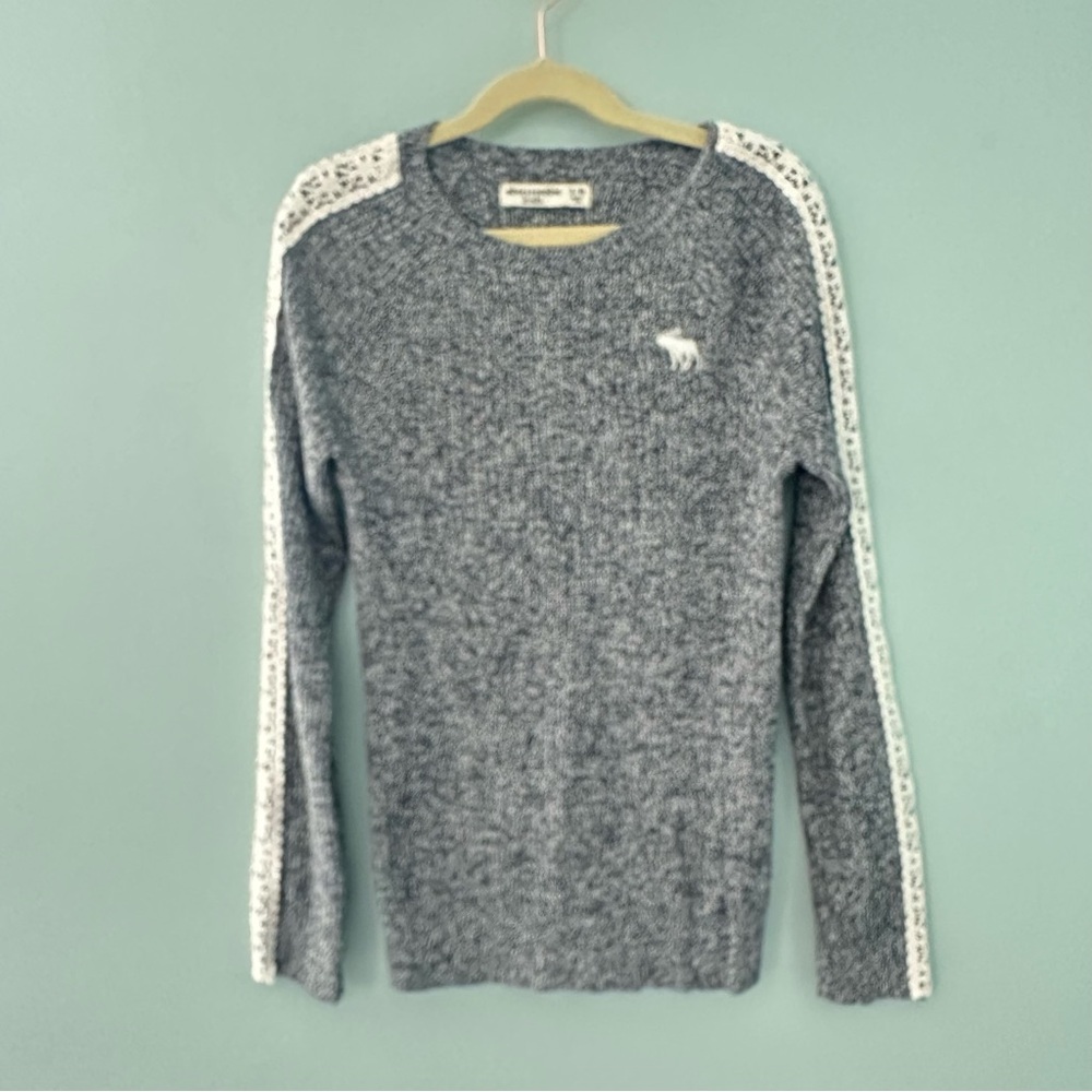 Abercrombie Kids Gray Sweater with White Lace Trim 9/10
